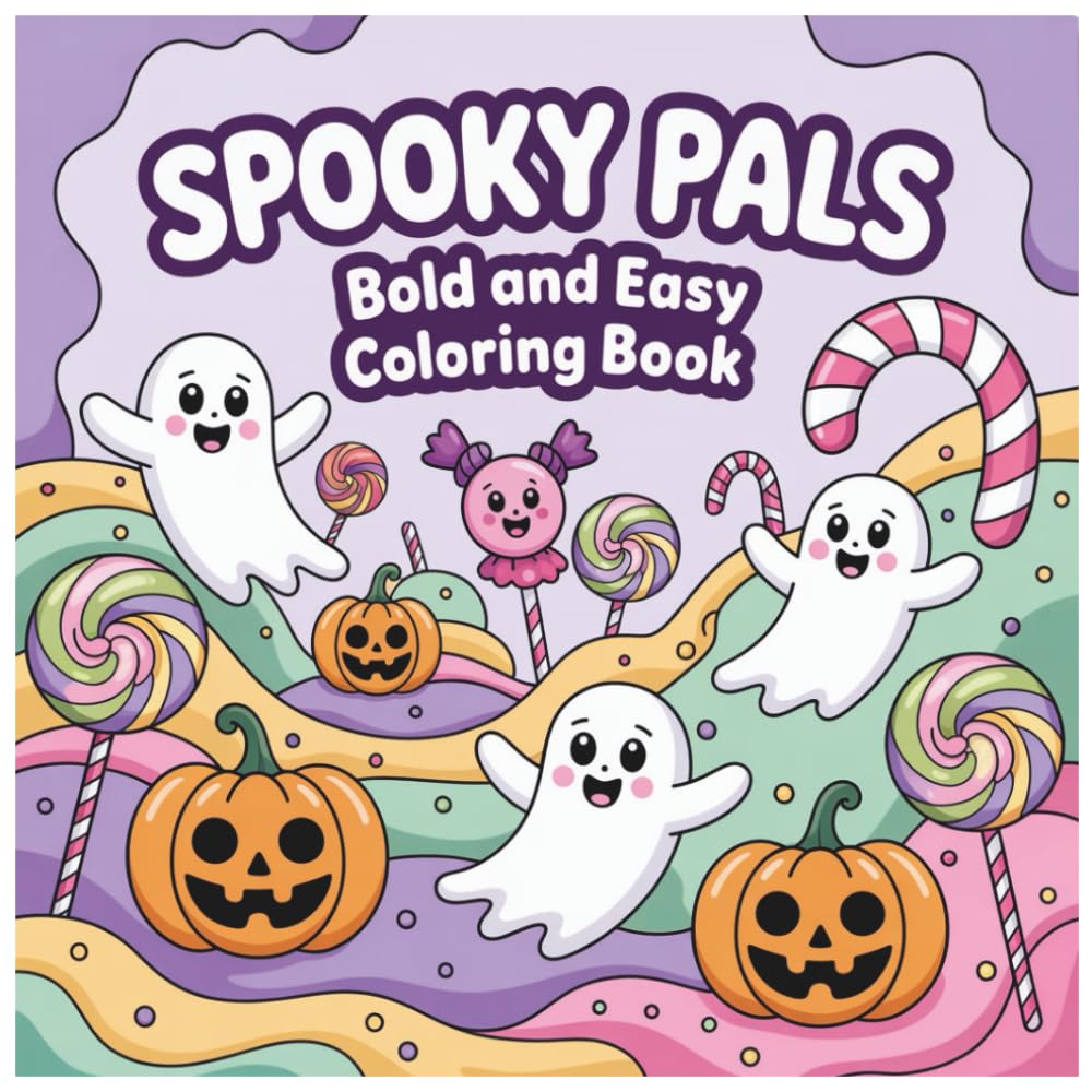 Spooky Pals: Bold & Easy Halloween Coloring Book for Kids & Adults Featuring 45 Designs for Halloween, Holidays & Cozy Fun