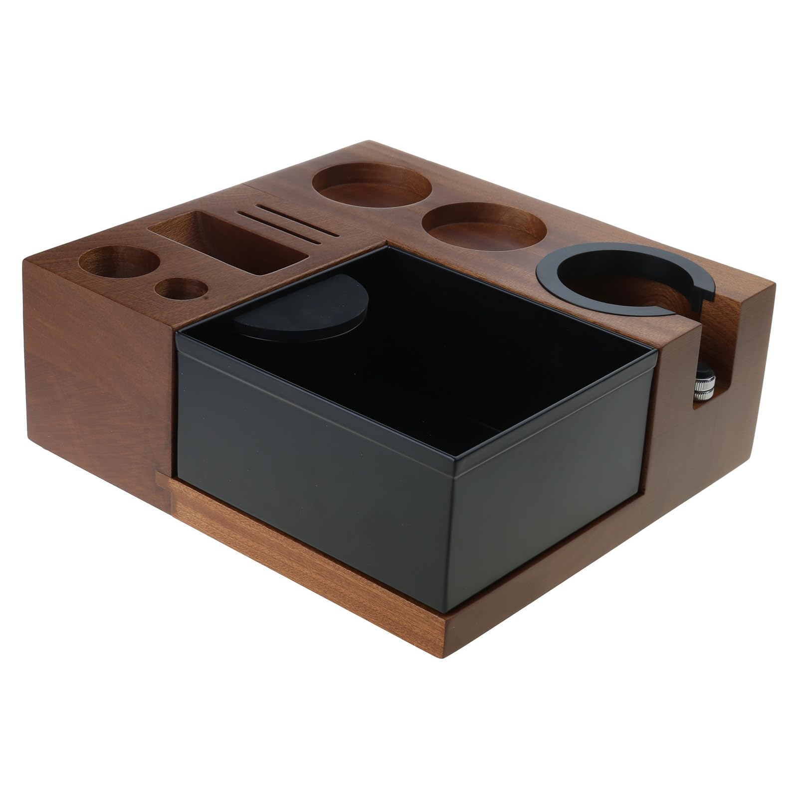 Kalttoy Multifuntional Tamper Station Practical Tamping Station Wood Tamper Coffee Tool Suitable for Various Settings Removable Coffee Storage Container