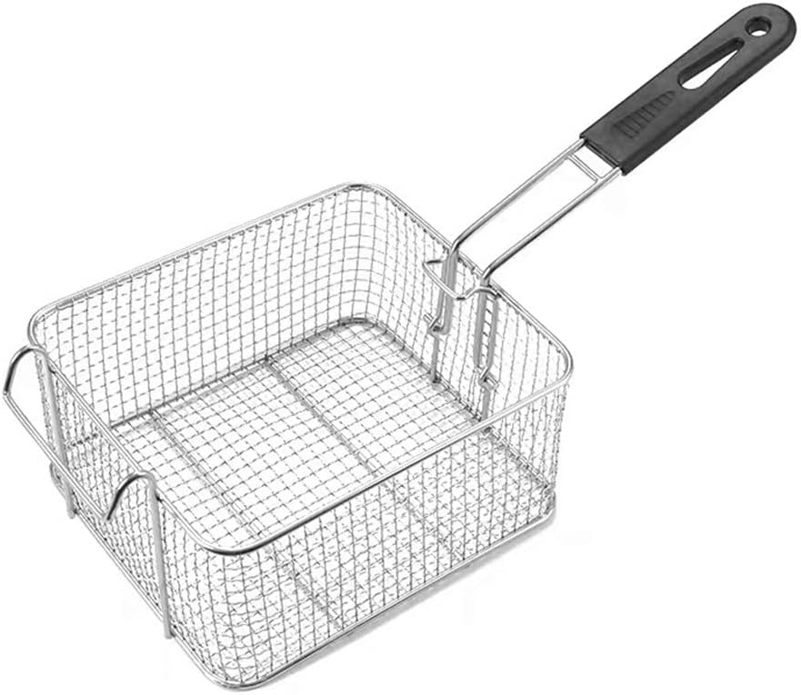 Stainless Steel Fry Baskets Hot Oil Frying Fried Basket Single Handle Chip Presentation Colander