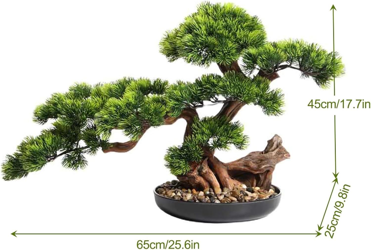 Grande E Realistico Bonsai di Pino Artificiale con Vaso - Pianta Finta Perfetta per Casa, Ufficio, Giardino Interno E Decorazione della Scrivania.