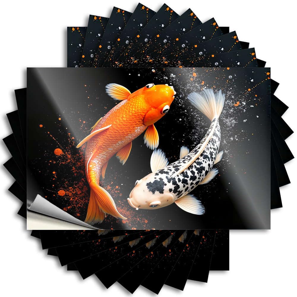 Decals Goods Adult Good Window Two Colorful Koi Fish Swimming Together - Scratch Resistant Stickers(8X12CM)