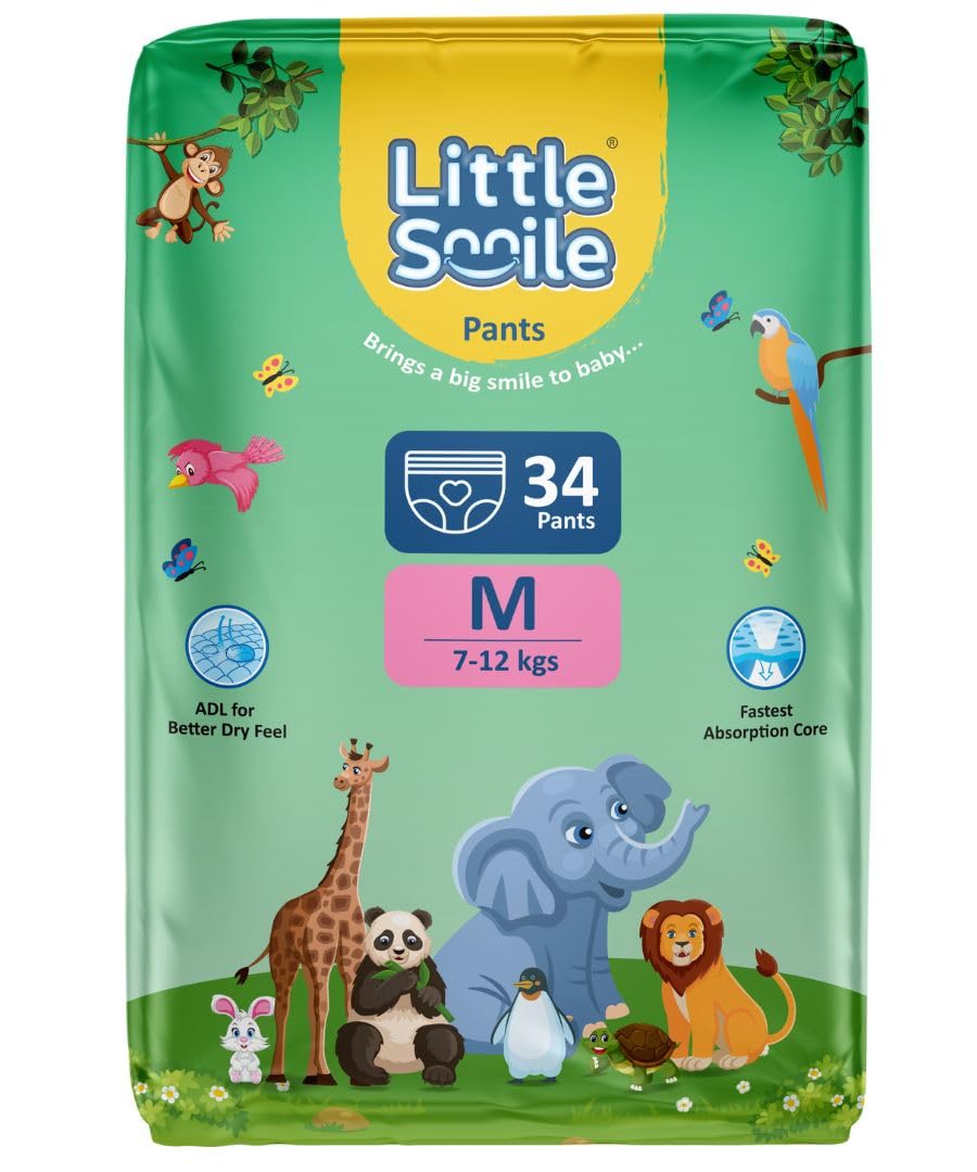 LITTLESMILE Baby Pants Extra Absorb Diapers - Medium -34 Pieces-image-0