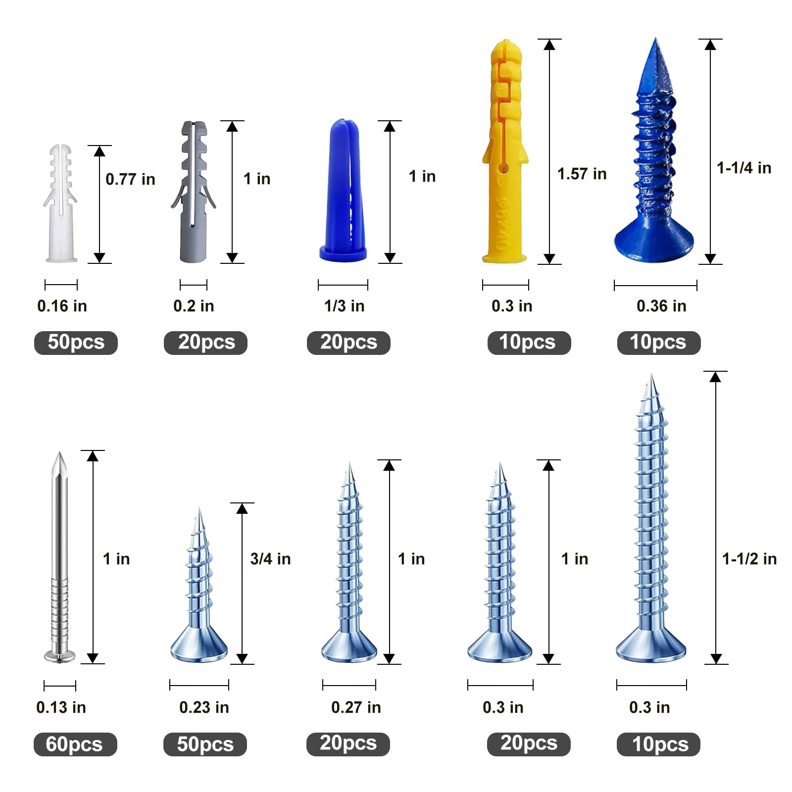 Drywall Anchor Kit - 270 Pieces -2 Drywall Anchor Kit - 270 Pieces -2