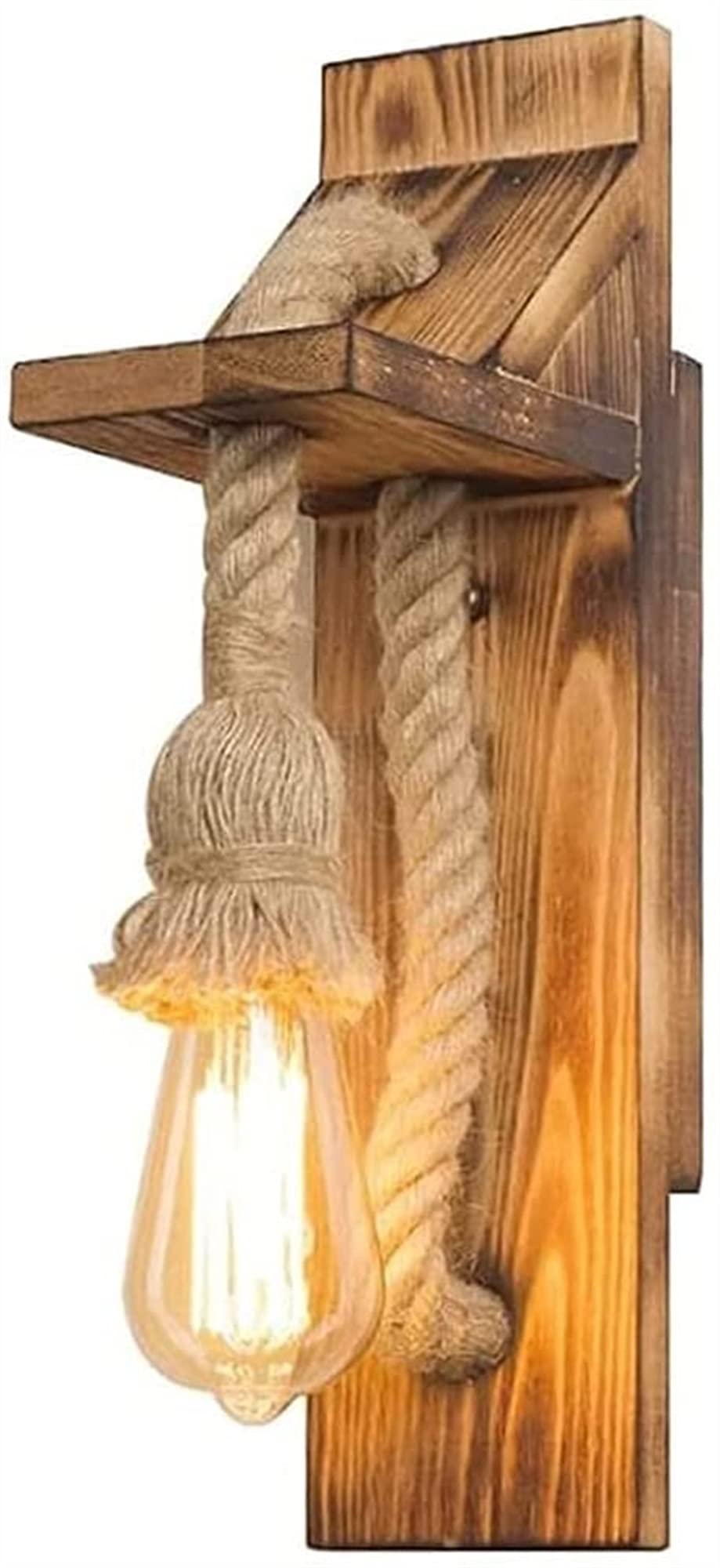 Vintage Rope Wall Light Holder – Industrial E27 Sconce, Black Iron, Indoor/Outdoor Use (Bulb Not Included)