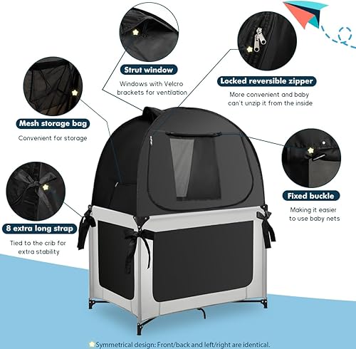 Miniatura 4 de Funda para cuna para evitar que el bebé salga, tienda de campaña para cuna con marco resistente, malla suave y red transpirable para cuna, tienda de