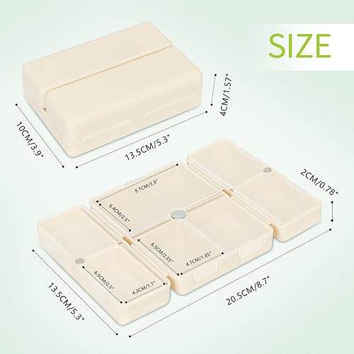 Vista 187 de FYY - 2 pastilleros diarios con 7 compartimentos para pastillas, para viaje, diseño plegable, para guardar vitaminas, aceite de hígado de bacalao