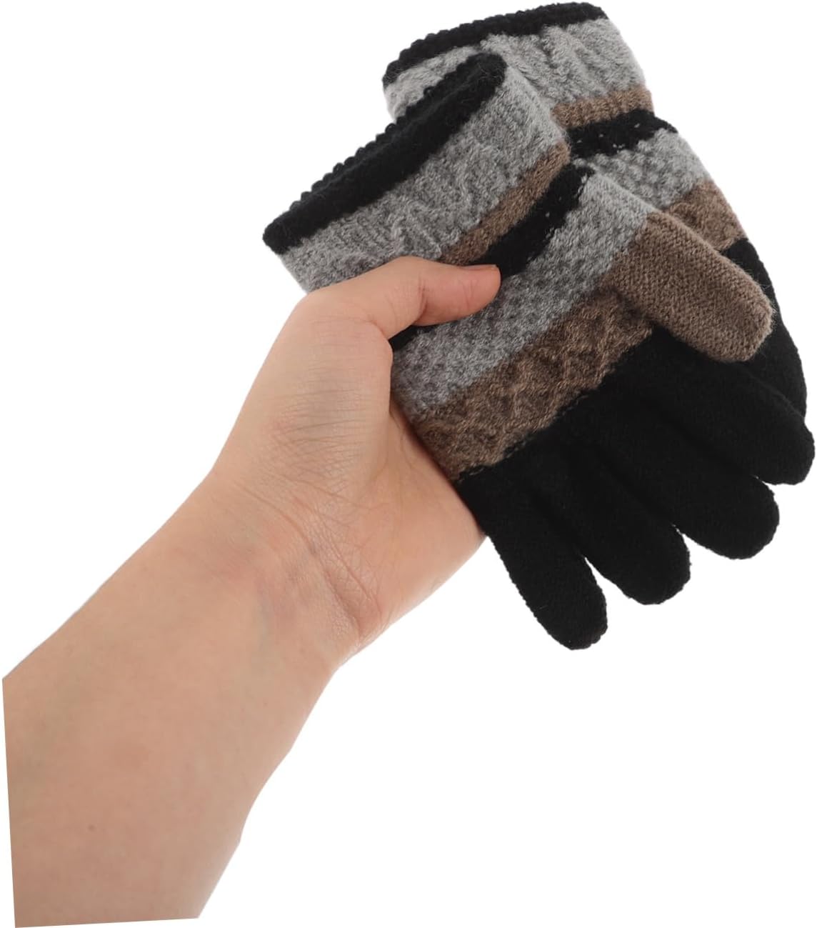 1pair Warm Knitted Winter Gloves for Boys and Girls Soft and Cozy Fingered Mittens for Toddlers Fashionable Striped Design for Autumn and Winter Activities