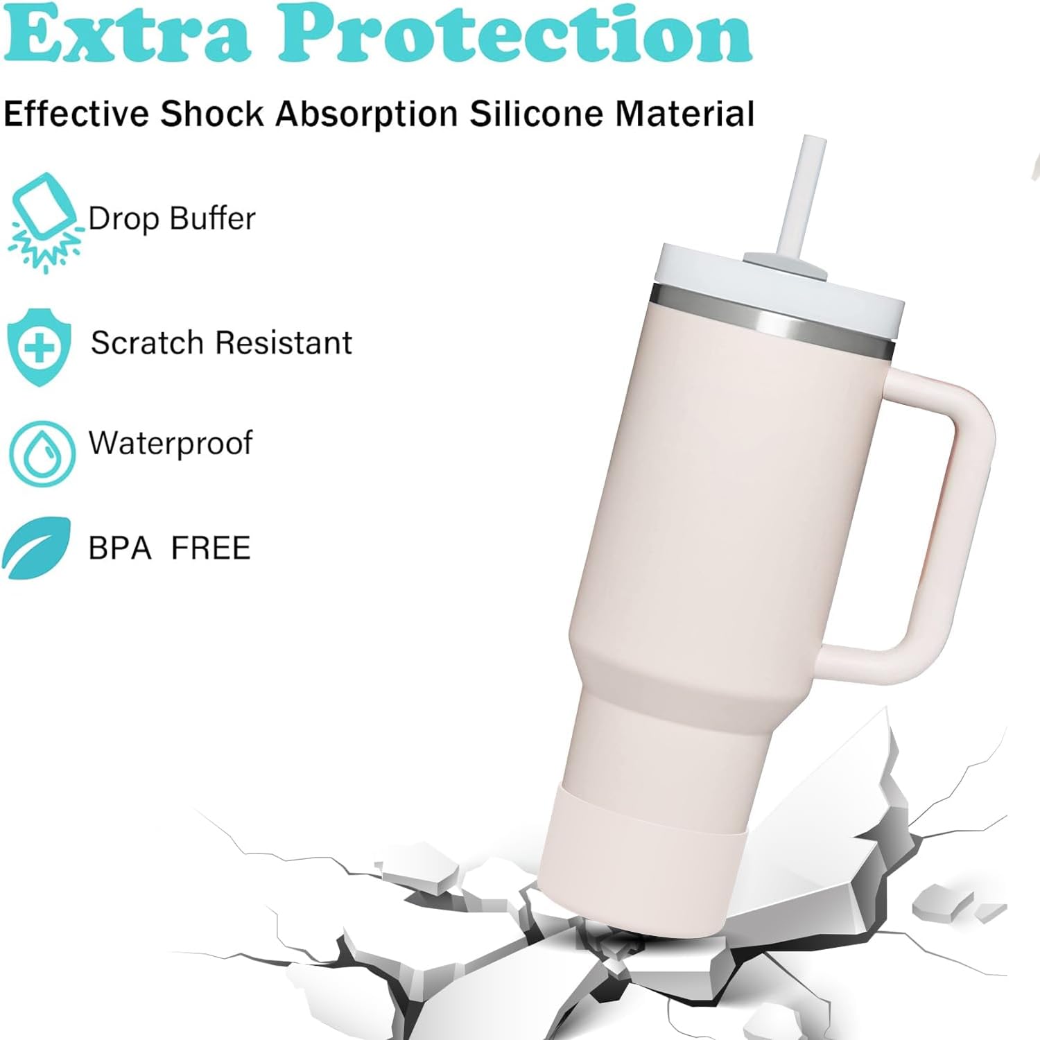 4 manicotti in silicone per Stanley Tumbler Quencher Adventure 40oz,IceFlow 20oz/30oz Hydro Flask 12oz/21oz/24oz,Tumbler Bottom Protector,Protezione inferiore con gomma per auto e tutti i giorni