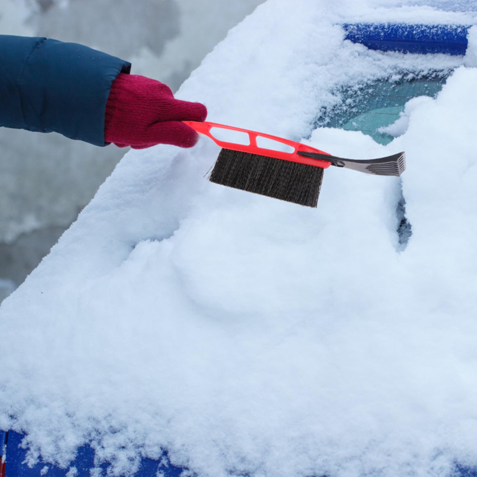 BESTonZON Pala Neve Multifunzionale con Raschiaghiaccio Auto Ergonomico Rimozione Facile Ghiaccio e Neve Colore Casual Colore Casuale