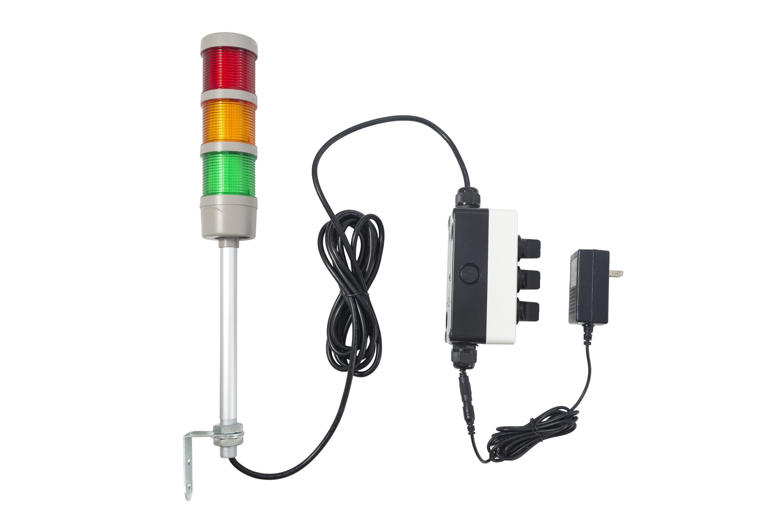 3 Stack LED Andon Tower Lights With Buzzer – Red/Yellow/Green, 16ft Cord, Industrial Signal Lights For Workstations