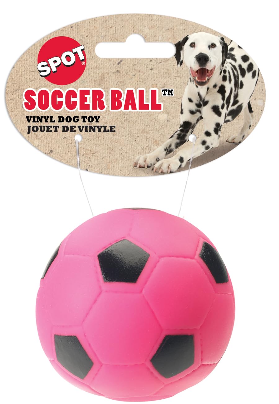 Ethical Vinyl Soccer Ball Dog Toy 3-Inch pink green yellow white - colors may vary