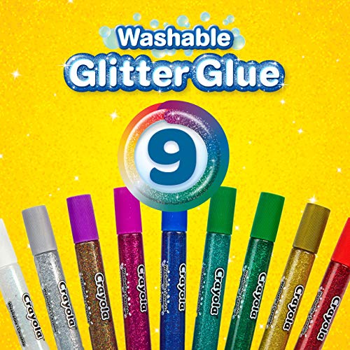 Crayola Washable Glitter Glue Pens, Pack of 9 - Image 4