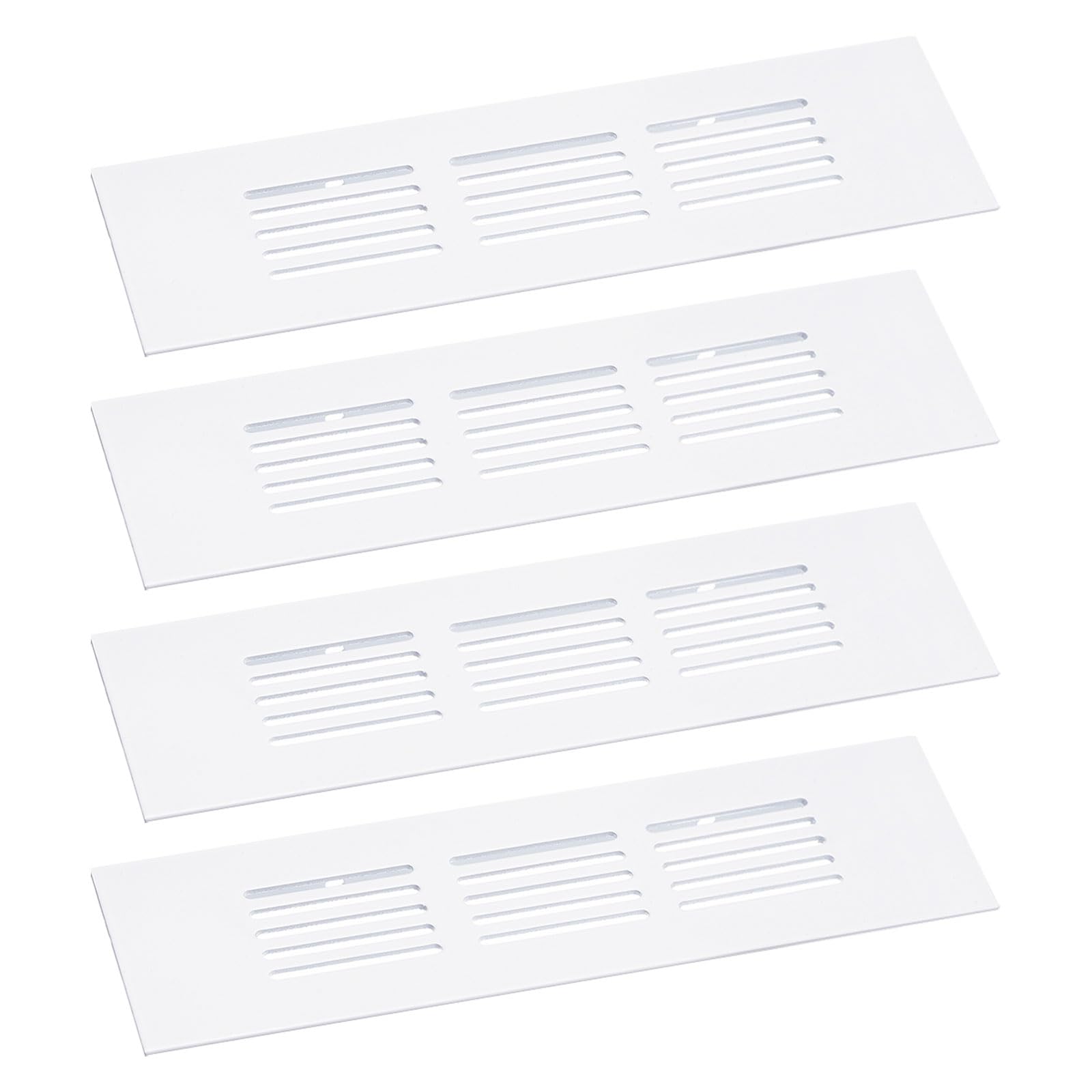 sourcing map Air Vents Cover, 4Pcs 150 x 50mm - Aluminum Alloy Mesh Air Return Vent Cover, Rectangle Louvered Ventilation Grille for Shoe Cabinet Wardrobe (White)