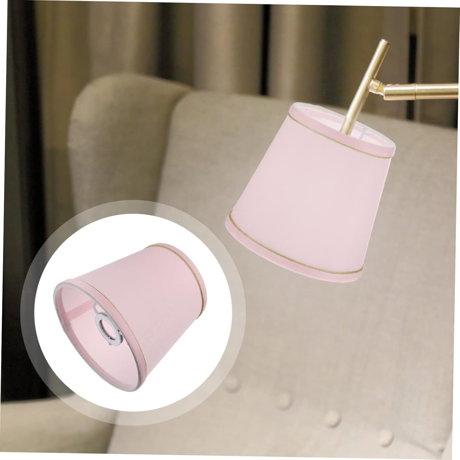 LIFKOME Modern Cloth Lampshade 5.90In Wall Lamp Cover Lightweight Pink Fabric Shade for Home Office Decor Easy Installation