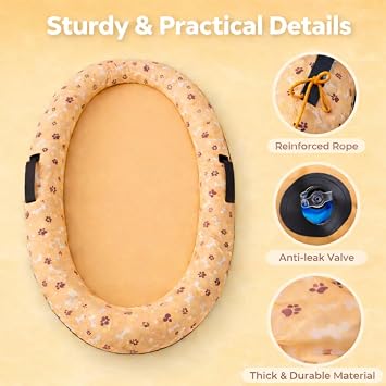 Dog Pool Float with Rope, 55 x 35 Inflatable Dog Floatie for Small Medium Large Dogs, for Pool and Beach Summer 80 LB