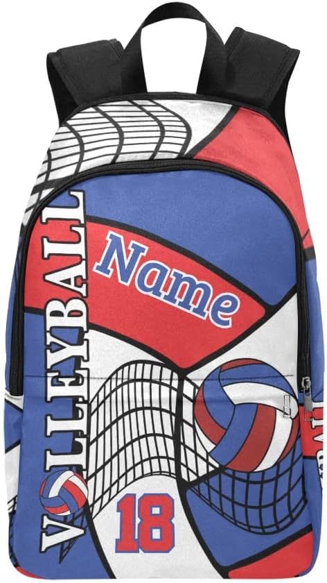 Personalized Volleyball Red White Black Backpack with Name Custom Travel Daypack Bag for Man Woman Gifts