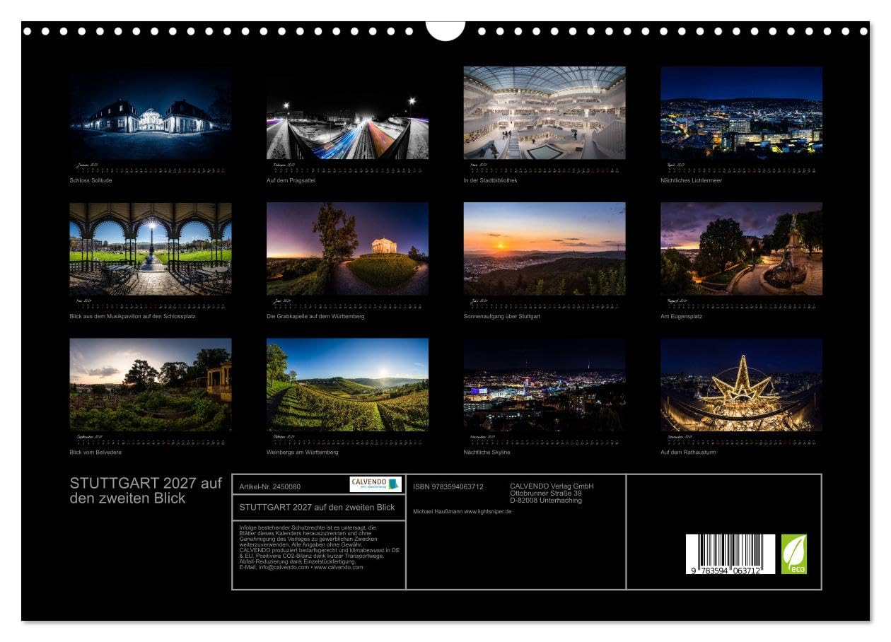 CALVENDO - STUTTGART 2027 auf den zweiten Blick (Wandkalender 2027 DIN A3 quer), Monatskalender: DER Stuttgarter Panoramakalender