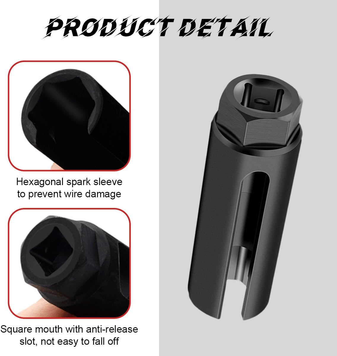 Oxygen Sensor Socket with Side Wire Cutout, 1/2" Drive by 7/8" 6-Point O2 Sensor Fit All Vehicles O2 Removal and Installation, Offset Oxygen Sensor Socket, Car Accessories (9mm)