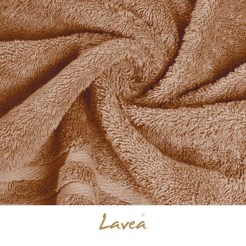Miniatura 5 de Lavea Juego De 4 Toallas De Baño 70x140 Cm En Rizo 100 Algodón Suaves Y Absorbentes Toallas De Baño Grandes Y Toallas De Ducha Ideales Para Casa, Hotel Y Spa Capuchino Y Blanco Crema