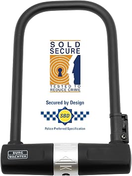 Burg-W chter 40030 Sold Secure Gold D Lock 1580 HB 165/200, Black, Lightweight