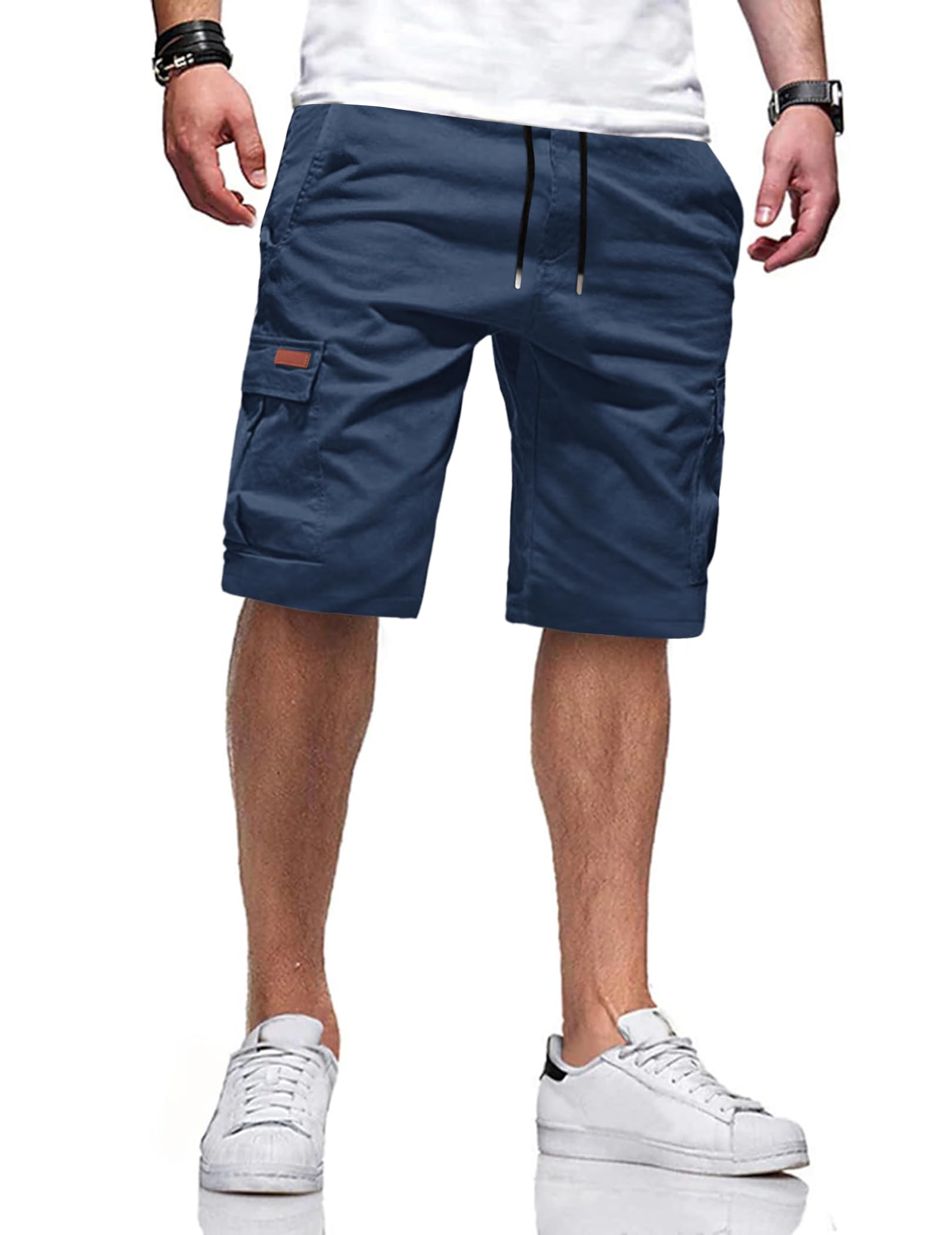 TARAINYA Pantaloncini Uomo in Cotone Ideali per Corsa Turismo Pendolarismo Elasticizzato con Cordino e Tasche
