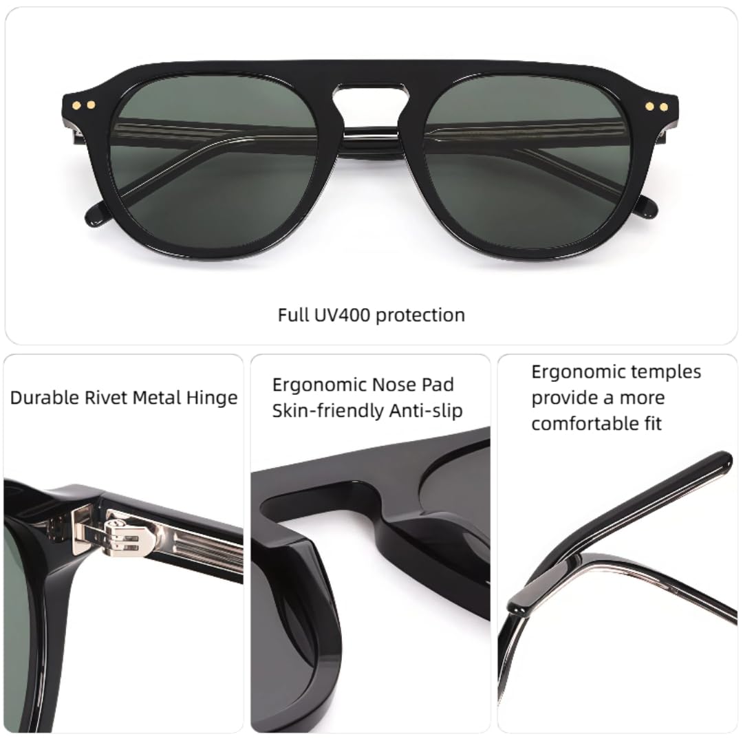 Gafas de sol retro clásicas con protección UV400. Material de acetato lujoso y a la moda.