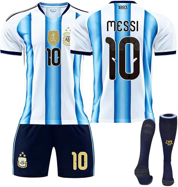 [Farstyle] 2026 代表 ホーム ワールドカップ サッカー ユニフォーム 10番 メッシ 9番 アルバレス 11番 ディ・マリア 21番 ディバラ ユニフォーム 子供 大人 サッカー スポーツ シャツ 上下セット 靴下付き 非公式 - 2