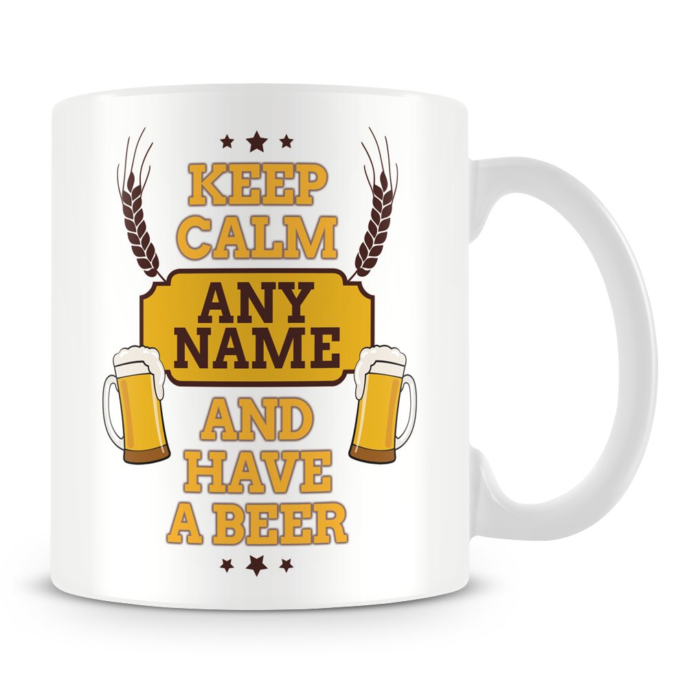 MUGGZ Keep Calm and Have a Beer Personalised Mug with Name