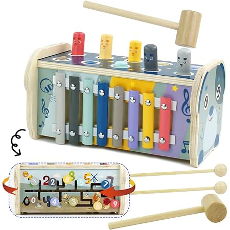Nuheby Jouet En Bois Educatif Xylophone Banc De Marteau Labyrinthe 3 En 1 Jouet Montessori Cadeau Enfant Fille Garcon 3 Ans Jeu Motricite Fine Amazon Fr Jeux Et Jouets