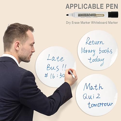 Miniatura 6 de Puntos blancos de borrado en seco, paquete de 20 círculos extraíbles de borrado en seco, calcomanías de pared para hogar, escuela, aula, profesores,