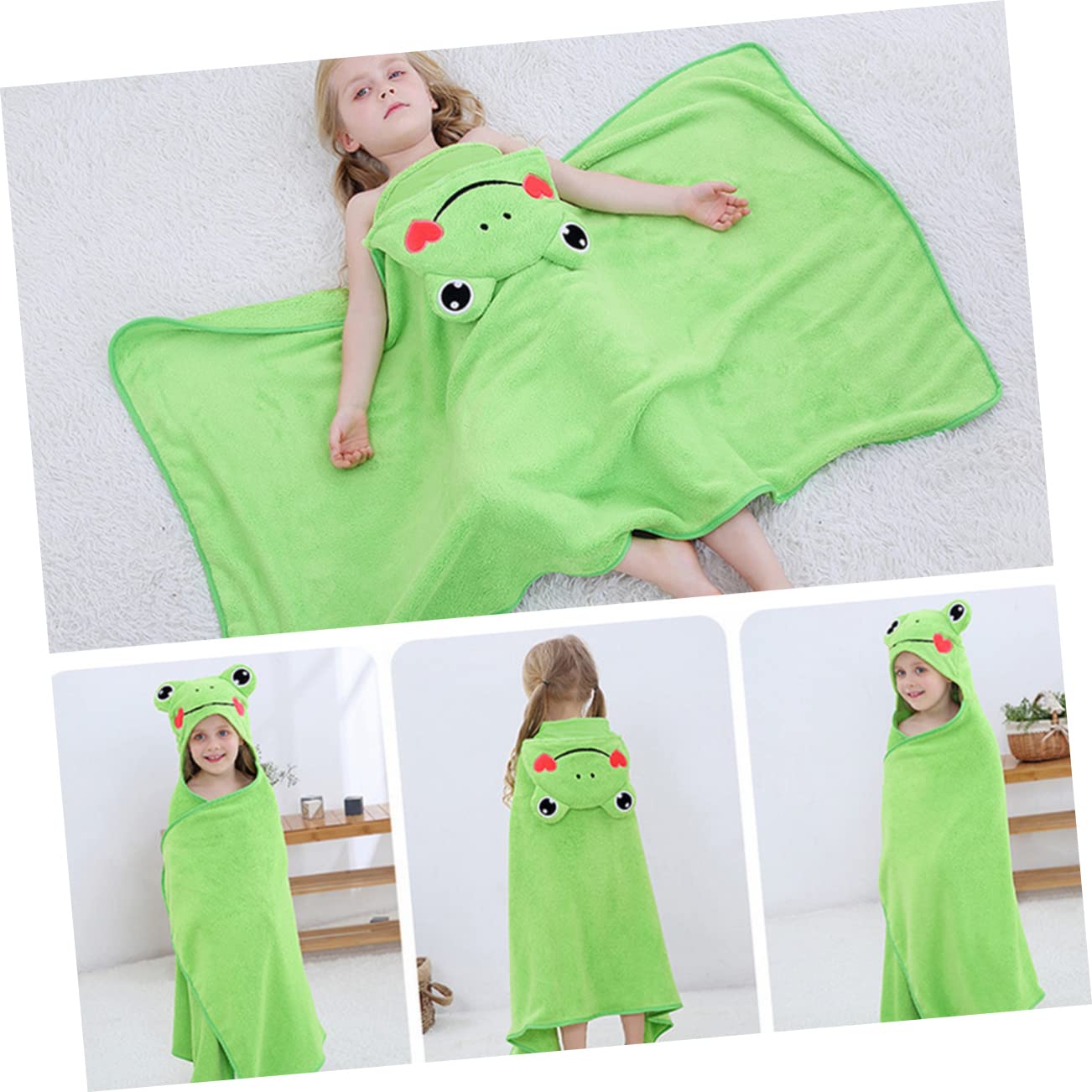 COLLBATH Poliestere Asciugamano Verde da Bagno per Bambini