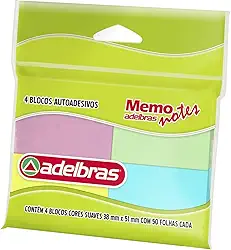 Bloco De Recado Autoadesivo Memonote Cor Suave 38X51 50Fls Pct Com 04-105780