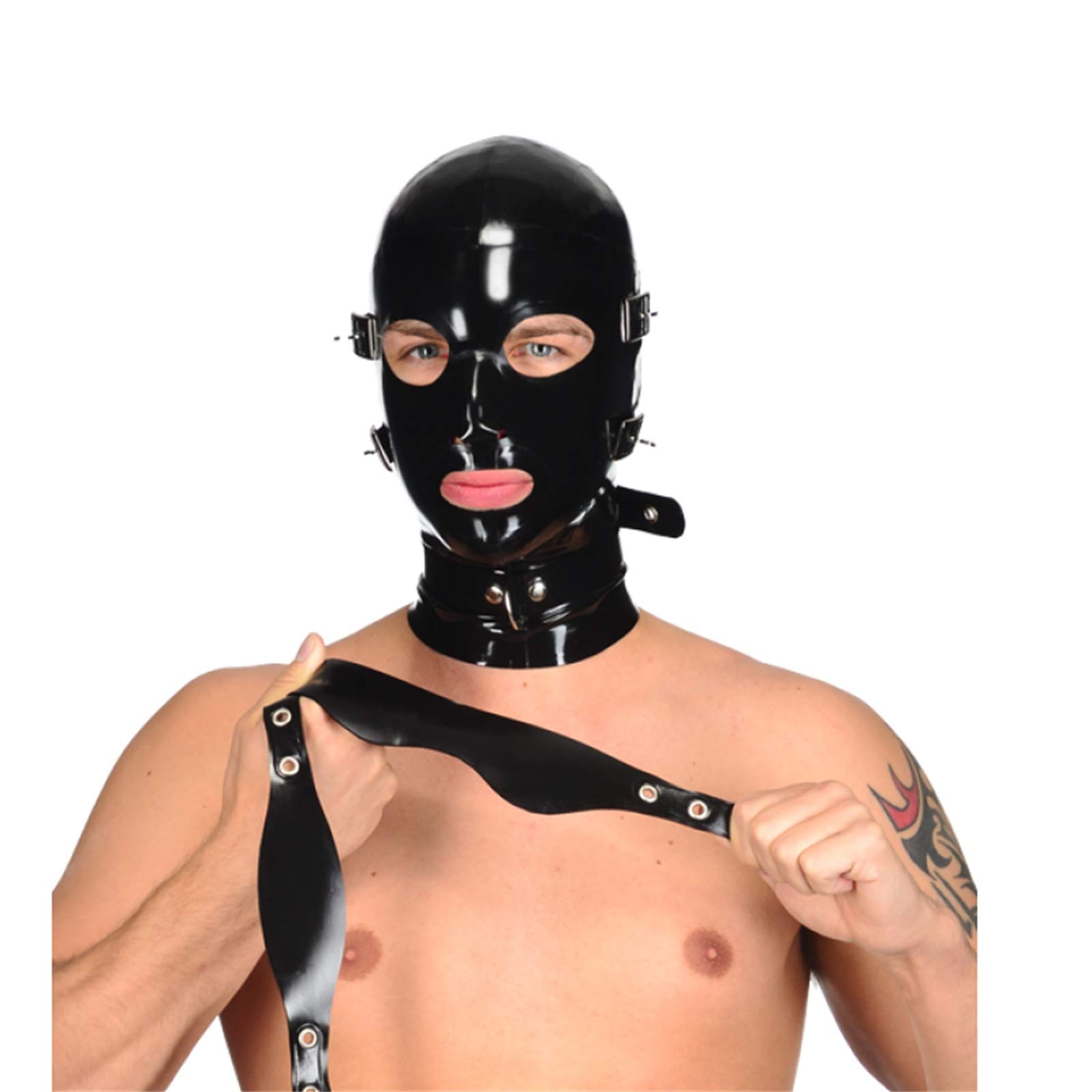 SM Maschera di Lattice Maschera BDDSM Maschera BDSM, Blindfolt Rimovibile E Maschere, Materiale in Lattice Spessore 0,4 Mm, Design con Cerniera, Adatto per Cosplay E Spettacoli A Scena,S
