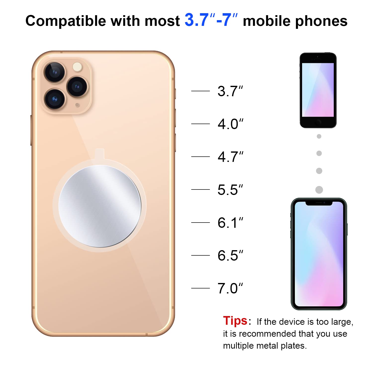 Placche Metalliche Adesive Per Supporti Magnetici Auto - 4 Pezzi Argento E Nero - Foto 11