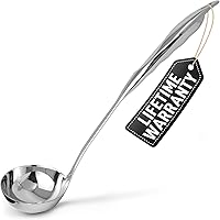 Zulay Kitchen 13 Inch Stainless Steel Soup Ladle - Durable Rust-Proof Ergonomic Handle for Soups Stews Sauces