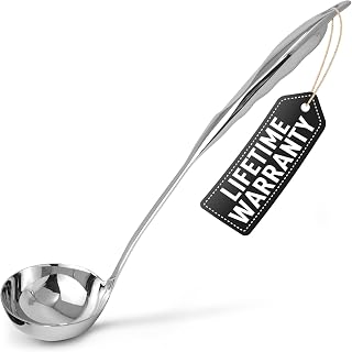 Zulay Kitchen 13 Inch Stainless Steel Soup Ladle - Durable Rust-Proof Ergonomic Handle for Soups Stews Sauces