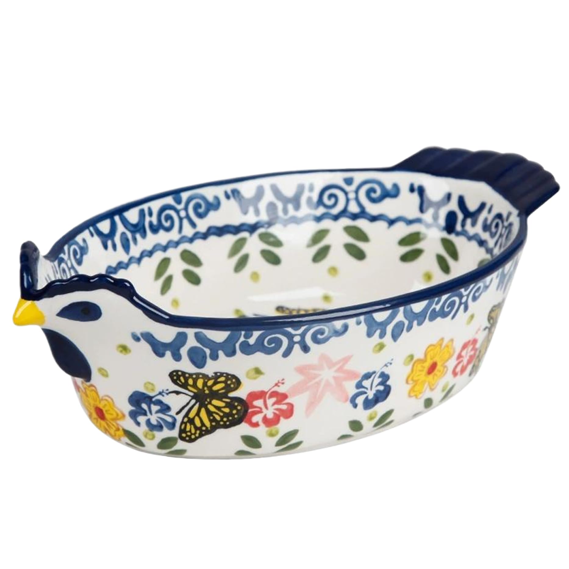 Cazuela con asas de cerámica fuente resistente para hornear pasteles con diseño de pollo