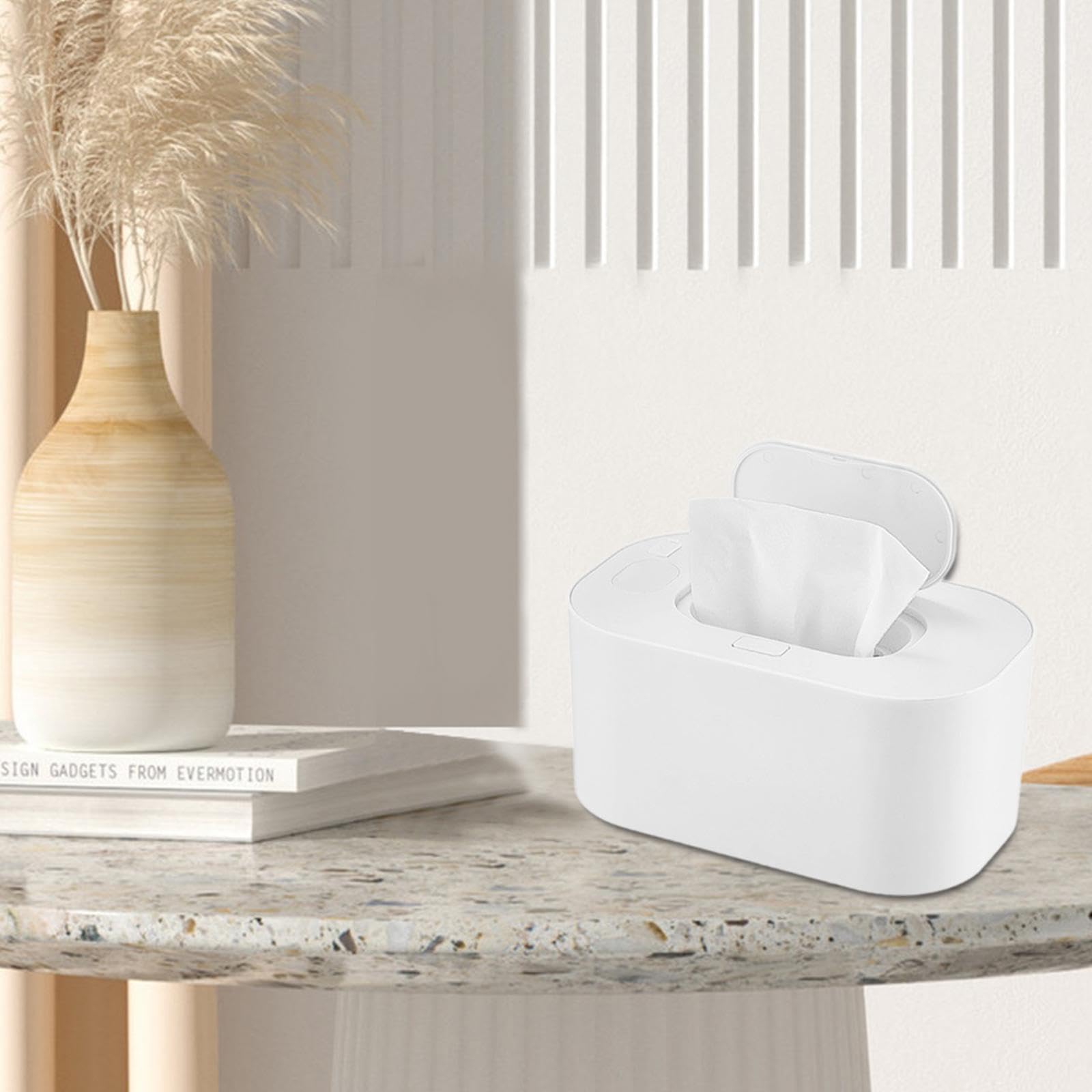 Amagogo Tragbarer USB-Wischtuchwärmer, Warm-Feuchttuchspender, Servietten-Heizbox, 5 V, 2 A, Heimgebrauchs-Gewebewärmer, Weiß