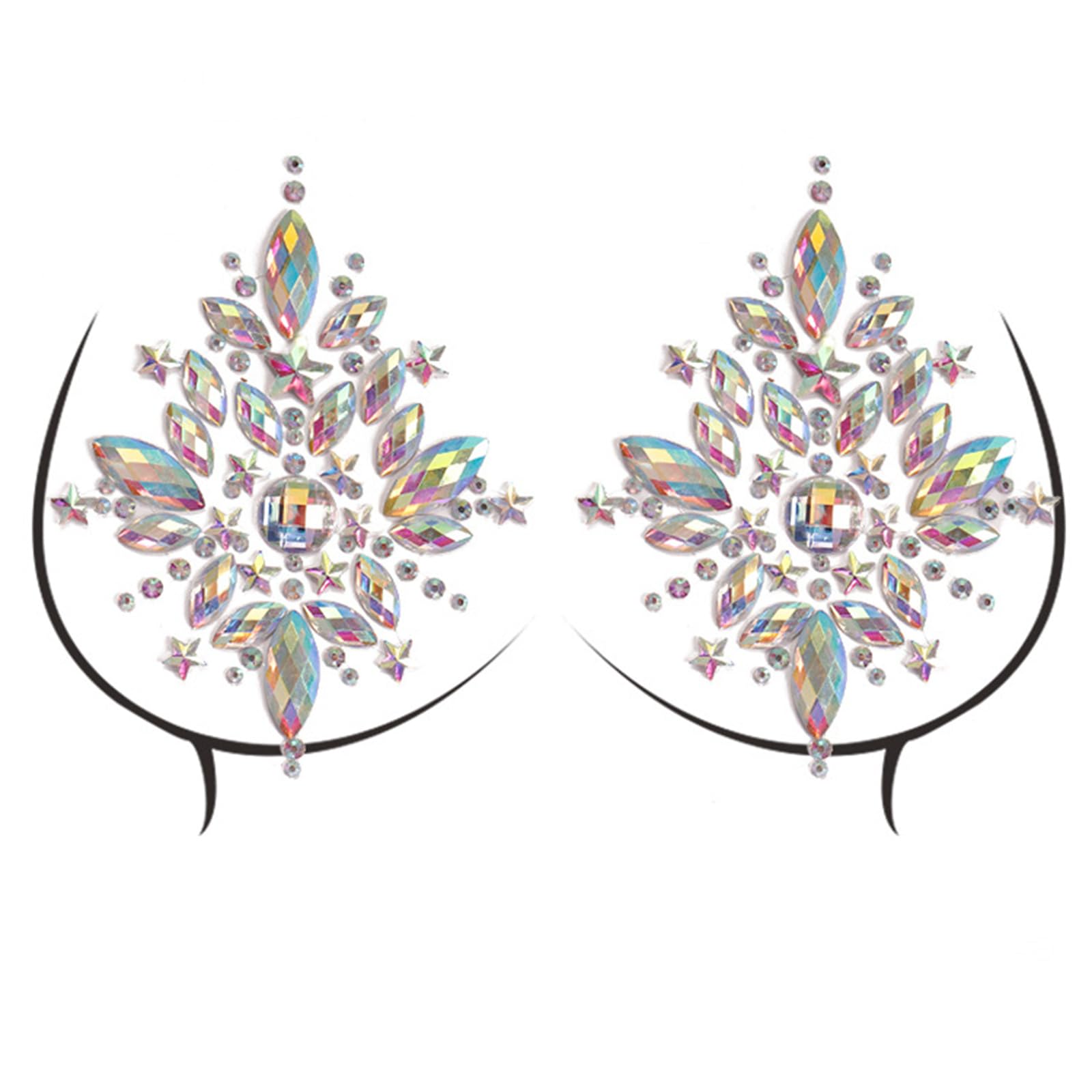 Pitadue Women's A Crylic Crystal Chest Stickers Rhinestones Nipple Pasties Breast Body Jewels For Evening Dresses Nd Swimwear