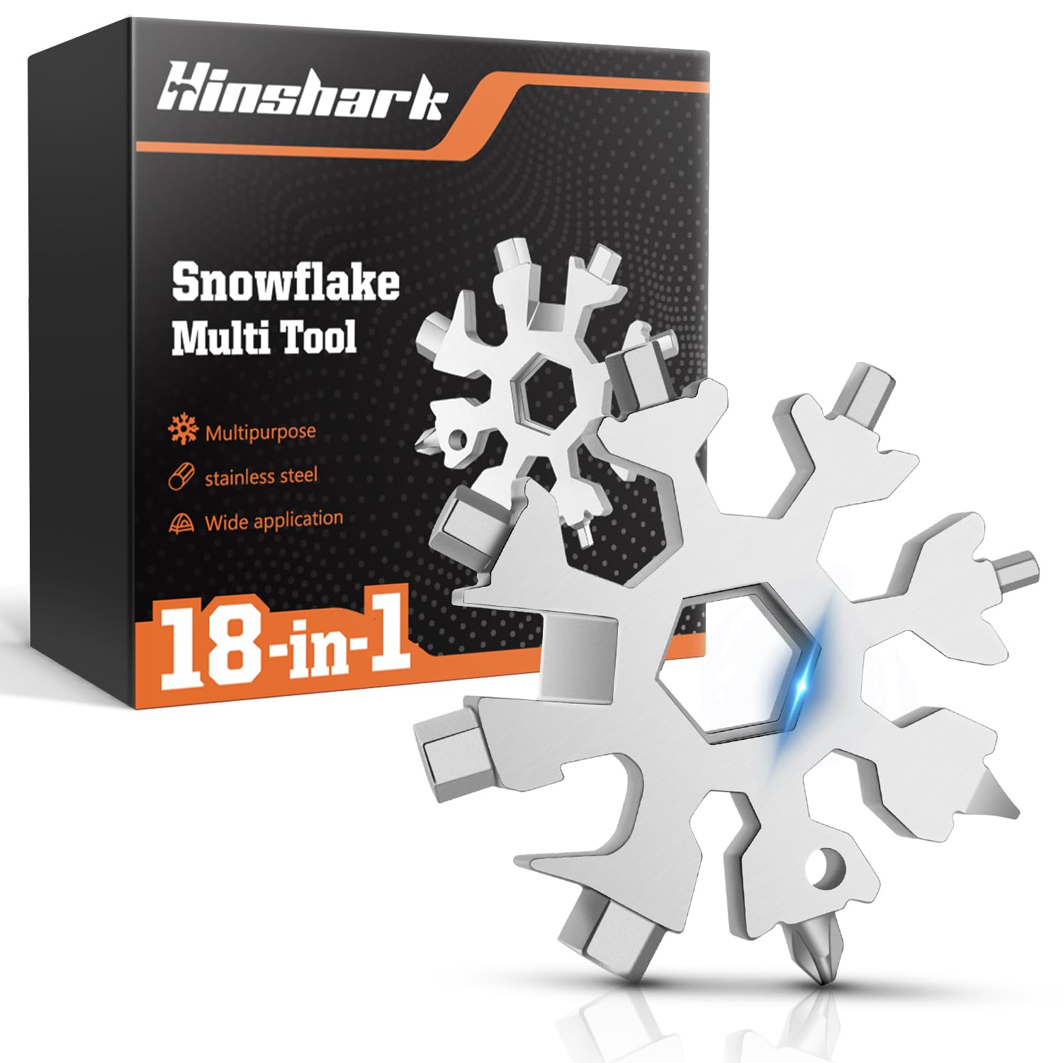 Hinshark Men's Silver Valentines Gifts For Him, 18-In-1 Snowflake Multi Tool, Gifts For Him Dad, Dad Birthday Gadgets Gifts For Valentines Gifts, Easter Gifts For Adults, Father's Day Gifts