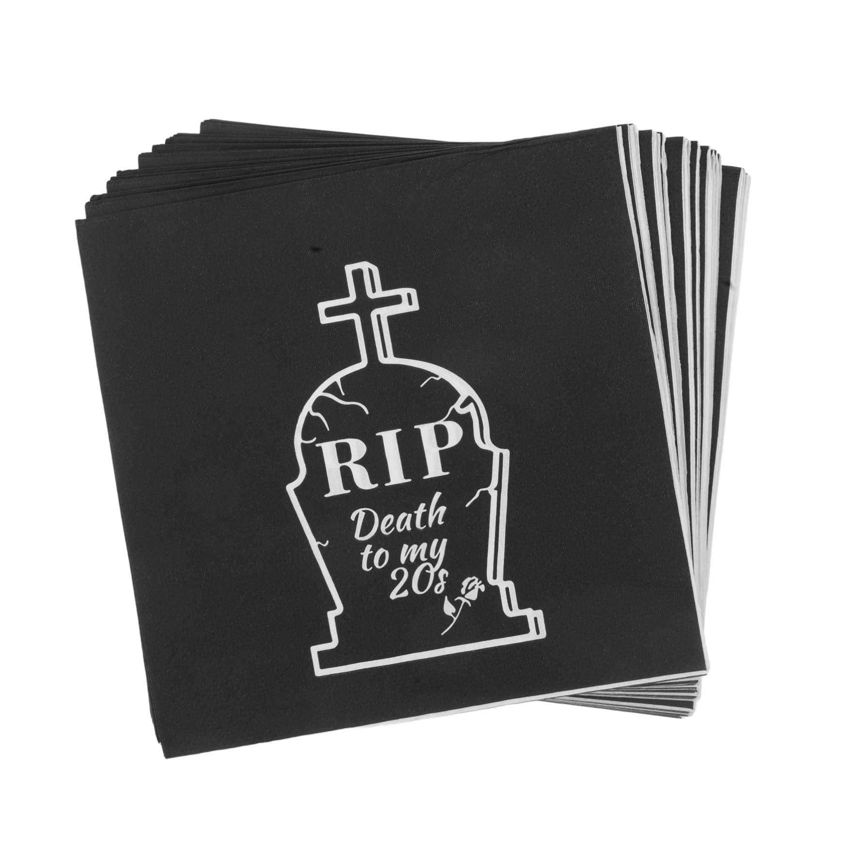 TOYANDONA 20 Pezzi Tovaglioli di Carta Neri Tema Halloween Death To My Tovaglioli Assorbenti Usa e Getta per Feste di Compleanno e Party Decorativi