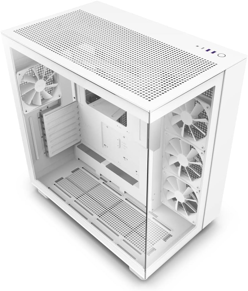 H9 Flow Dual-Chamber ATX Mid-Tower PC Gaming Case CM-H91FW-01 - High-Airflow Perforated Top Panel Tempered Glass Front & Side Panels 360mm Radiator Support Cable Management White