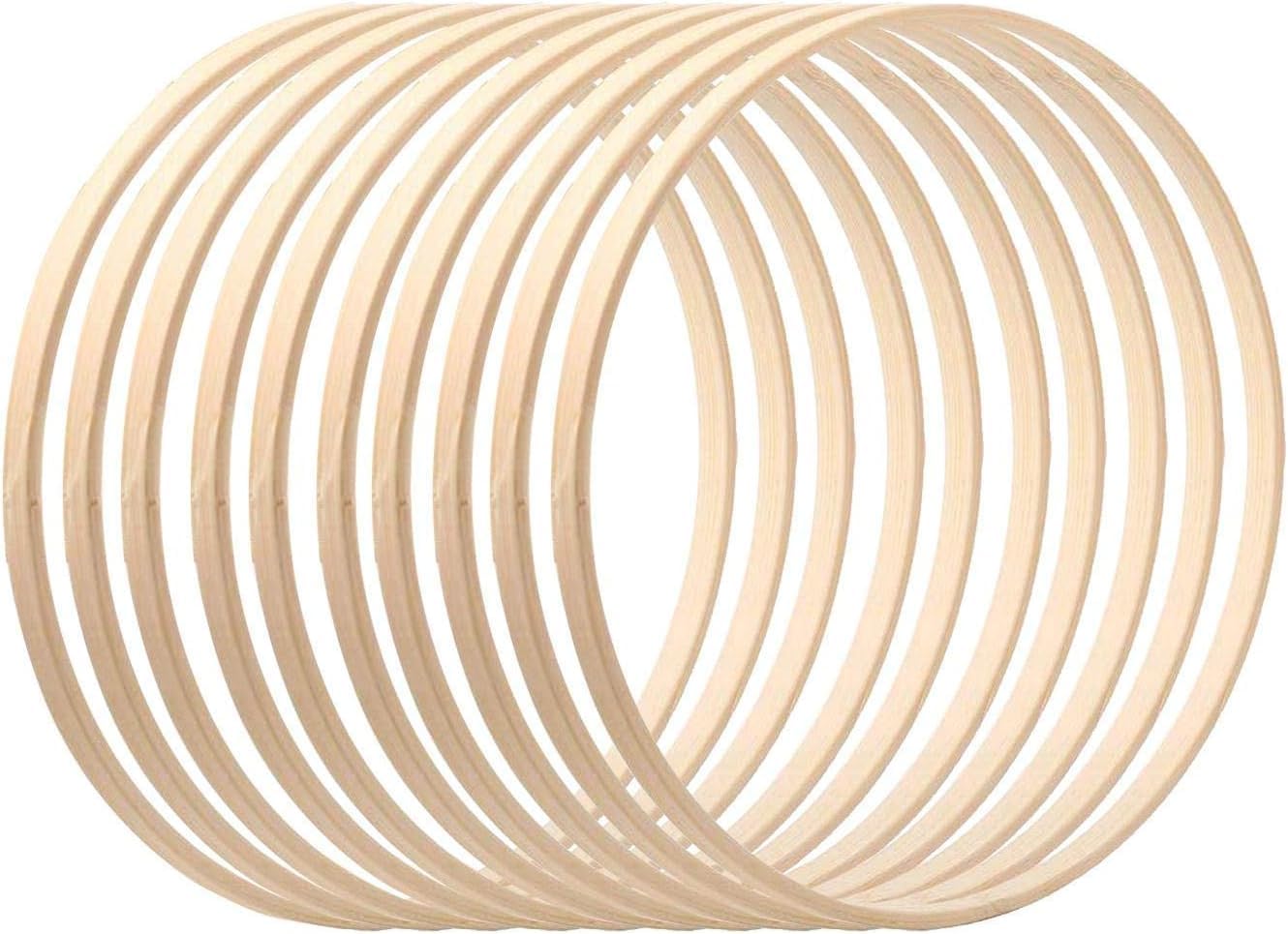 RDAHSUEHH Dream Catcher Wooden Rings Macrame Craft Dream Catcher Hoop Rings for DIY Wedding Wreath Decor Dream Catcher and Wall Hanging Crafts (10 pcs/20.5cm)