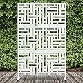 Elevens Free Decorative Privacy Screen with Stand, Outdoor Decor Privacy Fence Screen Metal Fence Panels, Outdoor Divider for Garden Patio Backyard, White-Block (A-GE04002)