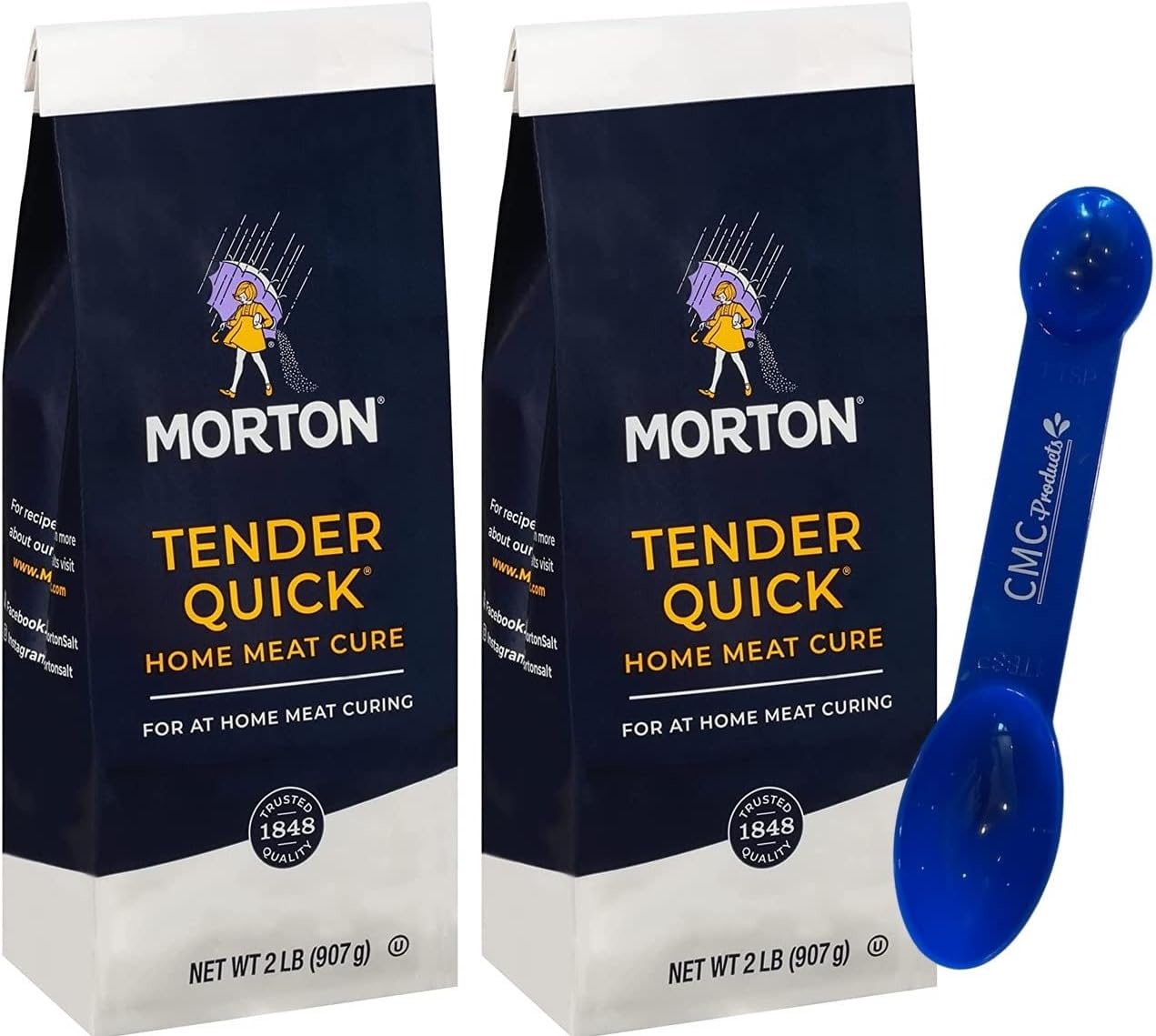 Generic Morton Curing Salt, Tender Quick Home Meat Cure, 2 Pound (2 Pack) w Custom CMC Measuring Spoon 1tbsp & 1tsp