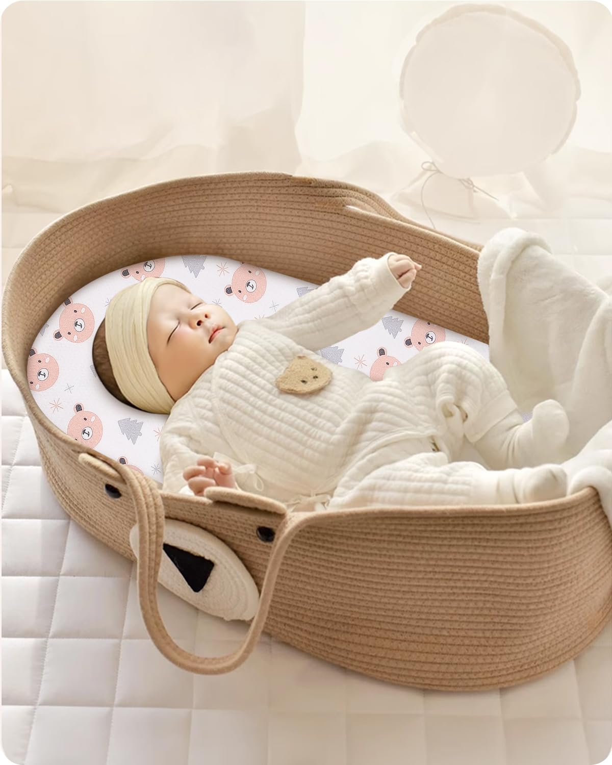 Lenzuolo per Neonati,Confezione da 4 Lenzuola Carrozzina Neonata 100% Cotone Mussola Lenzuola Culla Lenzuola per Carrozzina Materasso Culla Navicella Passeggino Mosè 83 X 43 CM