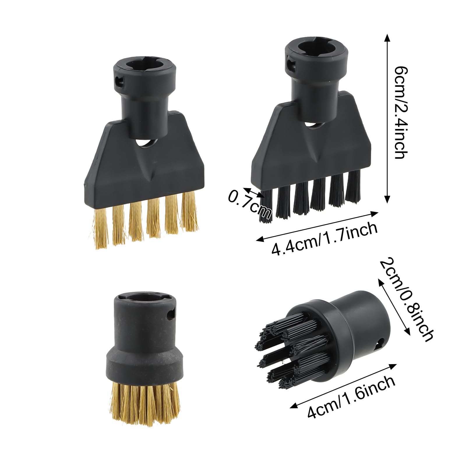Amexo 8 Piezas Limpiador de Vapor Cepillo Boquillas Cepillo de Repuesto para Limpiador a Vapor 4 Cepillo Redondo y 4 Cepillo Grieta Cepillo para Limpiador a Vapor para Karcher