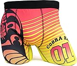 Ripple Junction Cobra Kai Mens Boxer Briefs Underwear Cobra Logo Jersey Style All Over Print - Maroon and Yellow Large