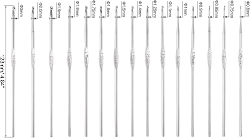 Miniatura 2 de uxcell Juego de ganchos de ganchillo de acero inoxidable, agujas de tejer de 0.024 in-0.118 in para hilo de manualidades de bricolaje, 30 unidades