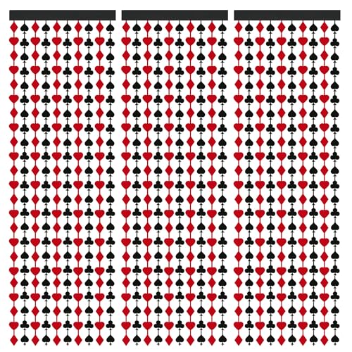 Vagilelf Casino Backdrop for Party, 3 Pack Poker Party Decorations for Wall or Door, Casino Theme Party Decorations for Vegas, Poker Night, Birthday or Bachelorette Events